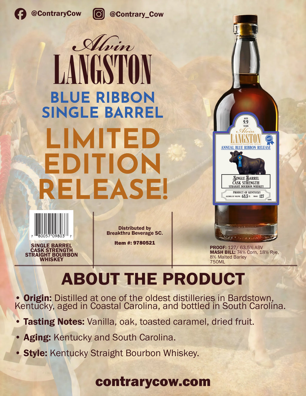 Alvin Langston 9.9 Year Blue Ribbon Single Barrel